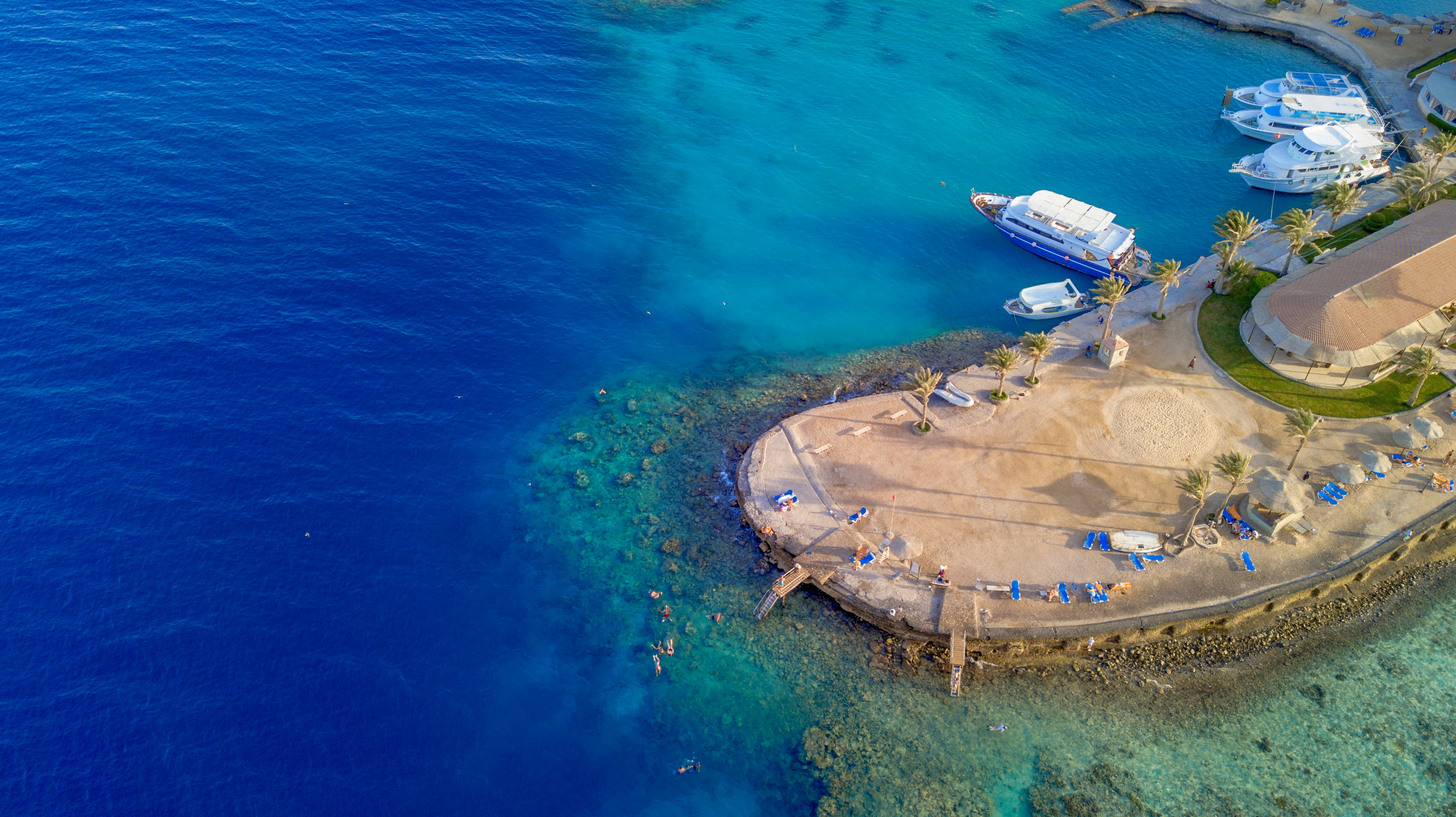 Aerial view of the Red Sea coastline in Hurghada