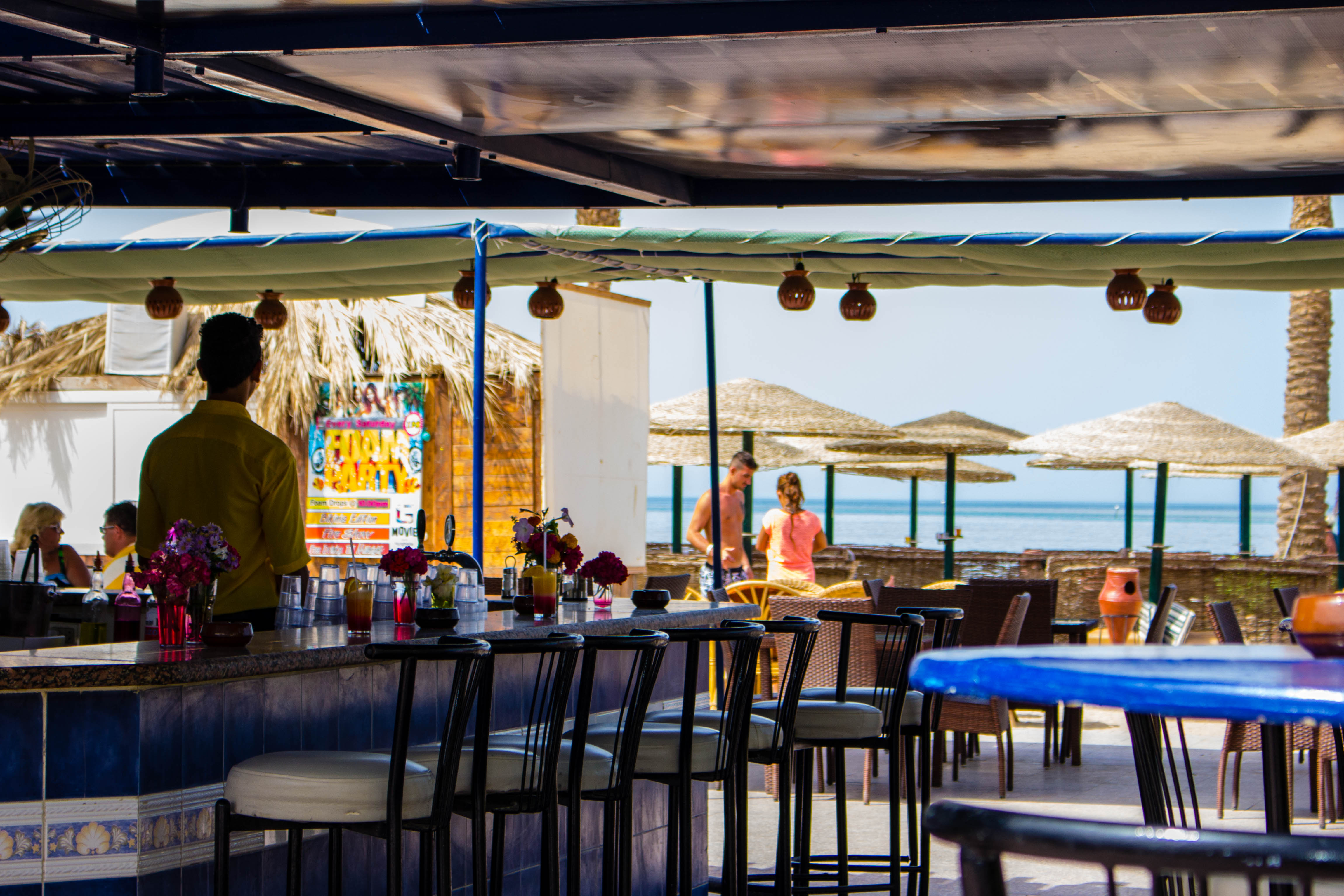Beach bar looking out to the sea