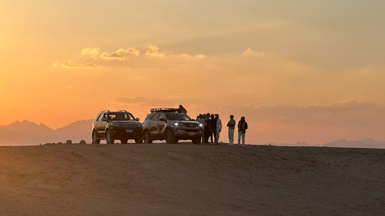 Desert safari at sunset